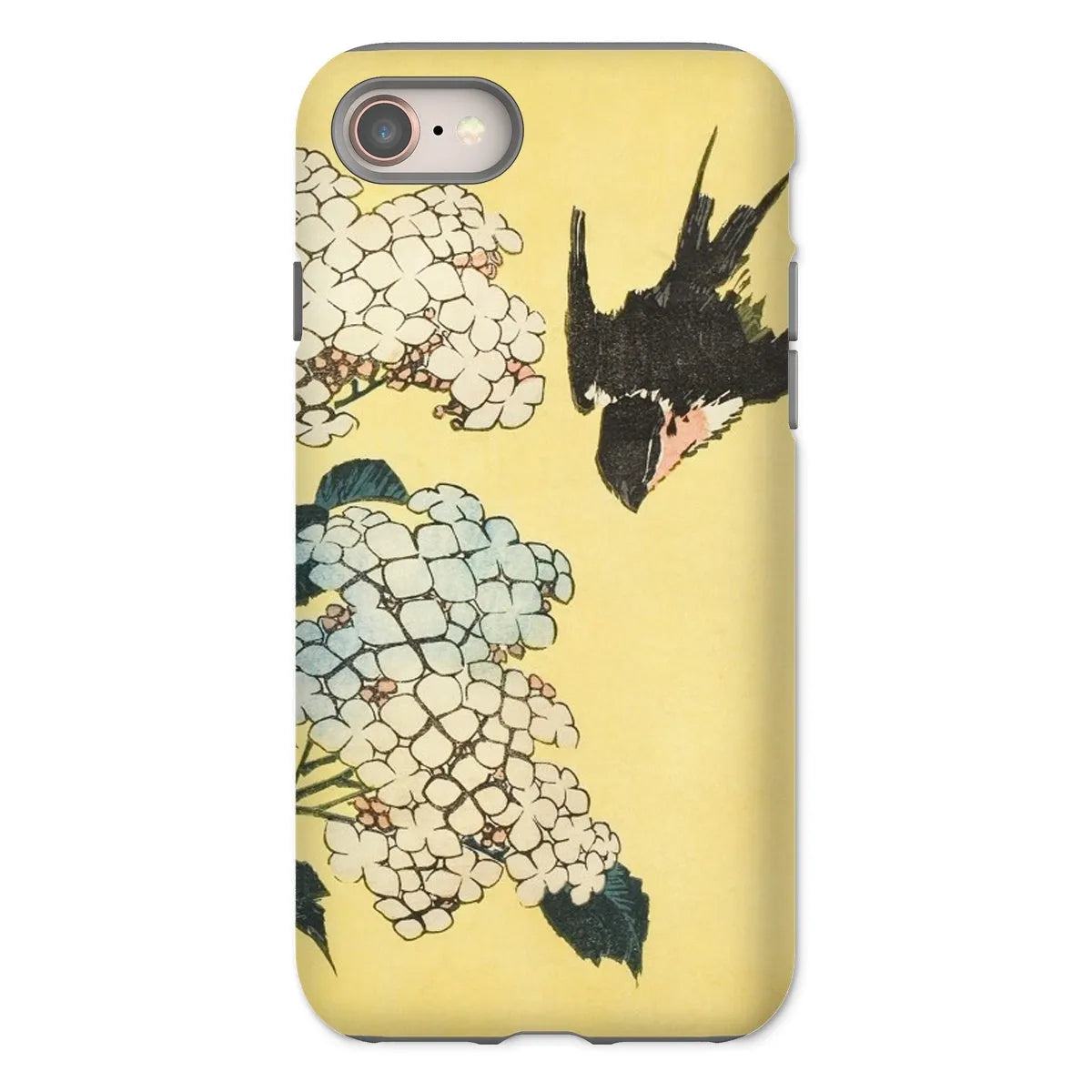 Hydrangea And Swallow - Japanese Art Phone Case - Hokusai - Iphone 8 / Matte - Mobile Phone Cases - Aesthetic Art