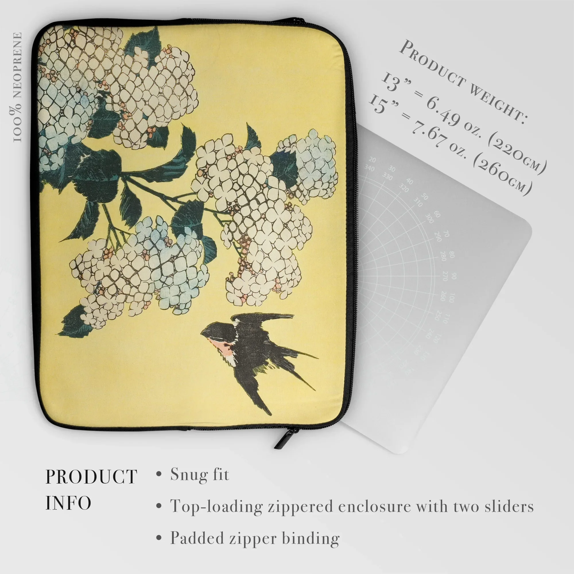 Hydrangea & Swallow - Katsushika Hokusai Laptop Sleeve Computer Covers Skins