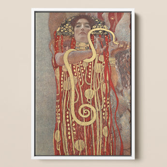 Hygieia - Gustav Klimt Ancient Goddess Art Print / Canvas Framed Art Nouveau Painting Woman Ornate Red Gold Gustav Klimt’s Hygieia,