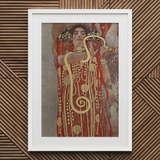 Hygieia - Gustav Klimt Ancient Goddess Art Print / Canvas Framed Art Print Woman Ornate Red Gold Gown Gustav Klimt’s Hygieia, Medicine