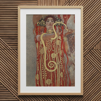 Hygieia - Gustav Klimt Ancient Goddess Art Print / Canvas Framed Art Print Woman Ornate Red Gold Gown Gustav Klimt’s Hygieia, Medicine