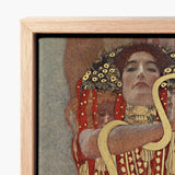 Framed Canvas Print Woman Ornate Red Gold Dress Gustav Klimt’s Hygieia, Medicine Ceiling Painting, Greek Goddess Art