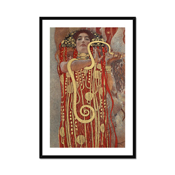 Hygieia - Gustav Klimt Ancient Goddess Art Print, Framed Painting Woman Golden Snake