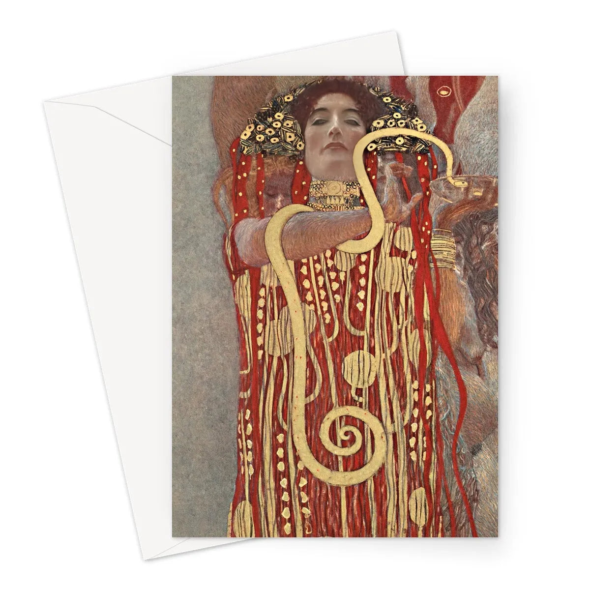 Hygieia - Gustav Klimt Ancient Greek Goddess Greeting Card - A5 Portrait / 1 Card - Greeting & Note Cards - Aesthetic