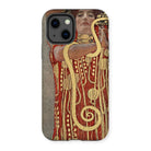 Hygieia - Gustav Klimt Greek Goddess Iphone Case, 13 / Matte, Phone Case Art Nouveau-style Painting Figure Ornate Red
