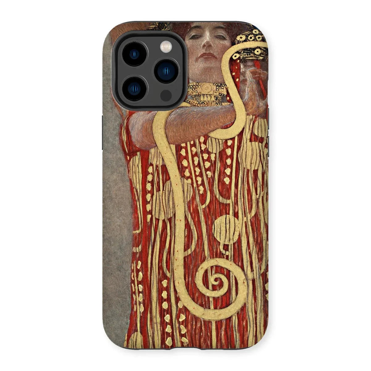Hygieia - Gustav Klimt Greek Goddess Iphone Case, 14 Pro Max / Matte, Phone Case Art Nouveau-style Painting Figure Ornate Red