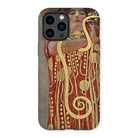 Hygieia - Gustav Klimt Greek Goddess Iphone Case, 14 Pro Max / Matte, Phone Case Art Nouveau-style Painting Figure Ornate Red