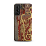 Hygieia - Gustav Klimt Greek Goddess Phone Case Samsung Galaxy S21 Plus / Matte Red Gold Art Nouveau Phone Case Woman Ornate Gustav Klimt