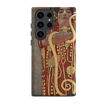 Hygieia - Gustav Klimt Greek Goddess Phone Case Samsung Galaxy S23 Ultra / Matte Red Gold Art Nouveau Phone Case Woman Ornate Gustav Klimt