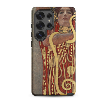 Hygieia - Gustav Klimt Greek Goddess Phone Case Samsung Galaxy S25 Ultra / Matte Red Gold Art Nouveau Phone Case Woman Ornate Gustav Klimt