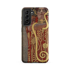 Hygieia Gustav Klimt Greek Goddess Samsung Case, Galaxy S21 Fe / Matte, Smartphone Case Stylized Portrait Prominent Golden Snake Motif