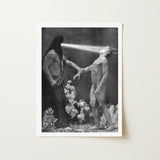 Hypnosis - Sascha Schneider Art Print / Canvas Black-and-white Framed Artwork Dramatic Scene Two Figures Light Hypnotist Exudes Sculptural,