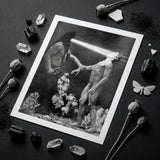 Hypnosis - Sascha Schneider Art Print / Canvas Black-and-white Framed Classical Artwork Two Figures Allegorical Hypnotist Exudes