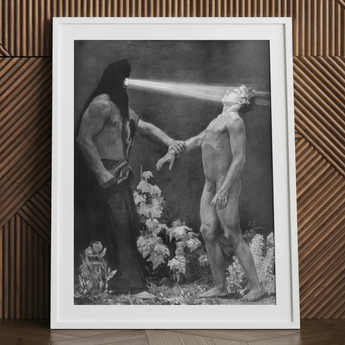 Hypnosis - Sascha Schneider Art Print, Framed Black White Artwork Robed Figure Light Eyes