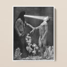 Hypnosis - Sascha Schneider Framed Canvas, 12x16’’ / 31x41cm / White Floating Frame, Framed Black White Painting Hooded Figure Light Nude