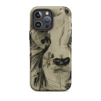 Hypocrisy - Felicien Rops Erotic Satire Iphone Case, 16 Pro Max / Matte, Smartphone Case Sketched Floral Design