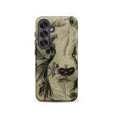 Hypocrisy - Felicien Rops Erotic Satire Phone Case Samsung Galaxy S25 / Matte Beige Phone Case Detailed Black-and-white Sketch Cow’s Face