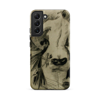 Hypocrisy - Felicien Rops Erotic Satire Phone Case Samsung Galaxy S22 Plus / Matte Black-and-white Sketch-style Phone Case Cow’s Face
