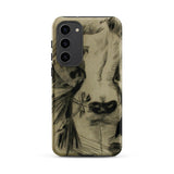 Hypocrisy - Felicien Rops Erotic Satire Phone Case Samsung Galaxy S23 Plus / Matte Black-and-white Sketch-style Phone Case Cow’s Face
