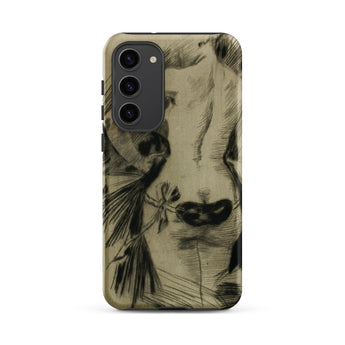 Hypocrisy - Felicien Rops Erotic Satire Phone Case Samsung Galaxy S23 Plus / Matte Black-and-white Sketch-style Phone Case Cow’s Face