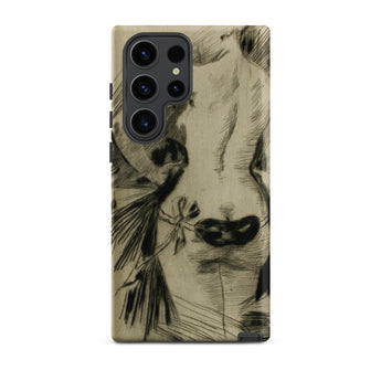Hypocrisy - Felicien Rops Erotic Satire Phone Case Samsung Galaxy S23 Ultra / Matte Black-and-white Sketch-style Phone Case Detailed Cow’s