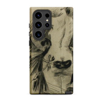 Hypocrisy - Felicien Rops Erotic Satire Phone Case Samsung Galaxy S24 Ultra / Matte Black-and-white Sketch-style Phone Case Detailed