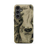 Hypocrisy - Felicien Rops Erotic Satire Phone Case Samsung Galaxy S24 Plus / Matte Phone Case Sketch-style Illustration Cow’s Face Black