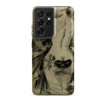 Hypocrisy - Felicien Rops Erotic Satire Phone Case Samsung Galaxy S21 Ultra / Matte Vintage-style Sketch Phone Case Detailed Lion’s Face