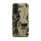 Hypocrisy - Felicien Rops Erotic Satire Samsung Case, Galaxy S21 Plus / Matte, Smartphone Case Sketch-like Abstract Design Black Beige