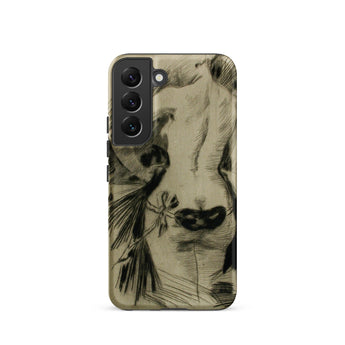 Hypocrisy - Felicien Rops Erotic Satire Samsung Case, Galaxy S22 / Matte, Smartphone Case Black-and-white Sketch Face Hair