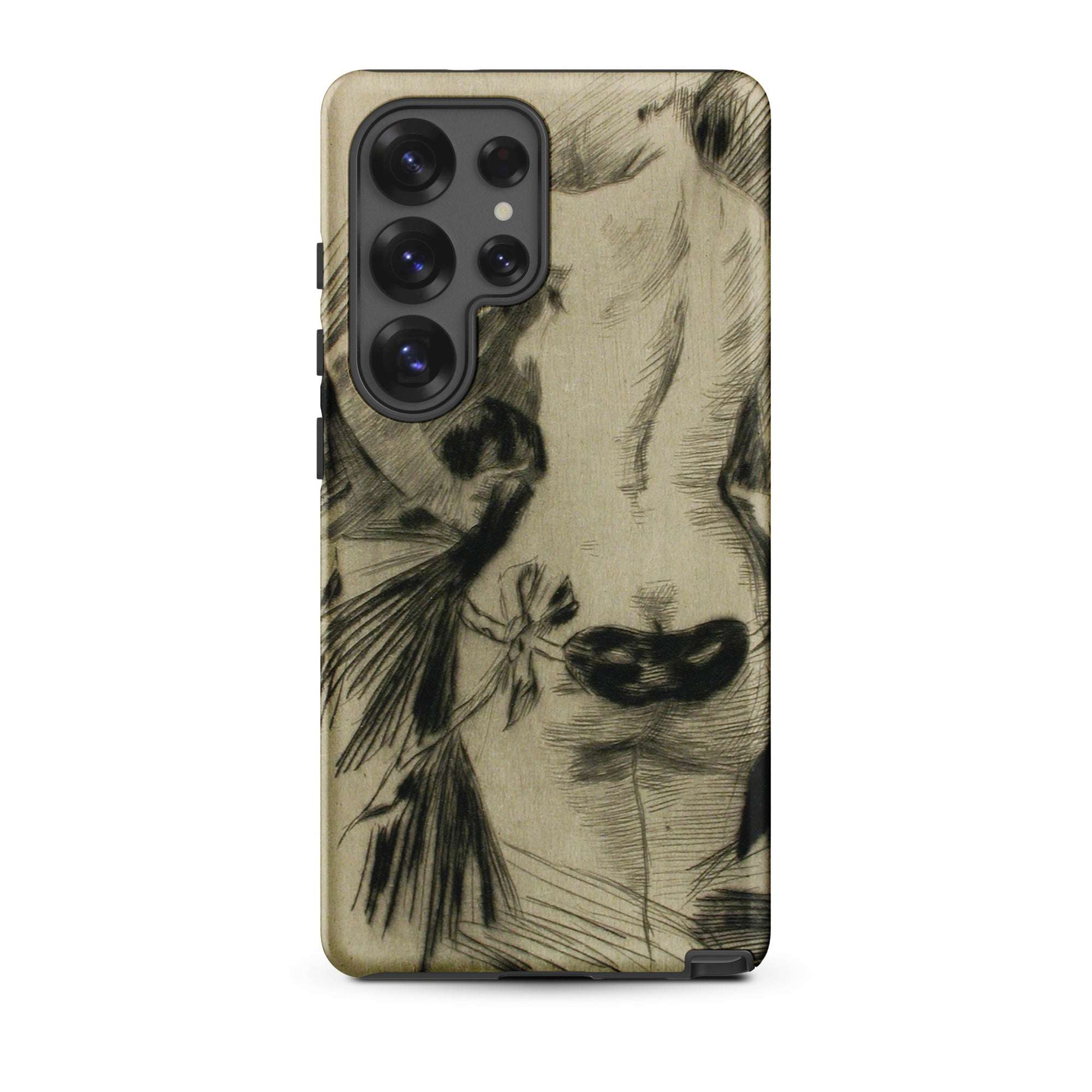 Hypocrisy - Felicien Rops Erotic Satire Samsung Case, Galaxy S25 Ultra / Matte, Phone Case Black White Sketch-style Design Beige Background