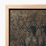 Framed Artwork Dark Silhouettes Figures Intricate Vintage-style Gold Yoruba Ibeji Meeting, Victorian Twins Art, Matched Reliquaries
