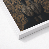 White Framed Art Print Dark Ornate Floral Pattern Yoruba Ibeji Meeting, Victorian Twins, Matched Reliquaries