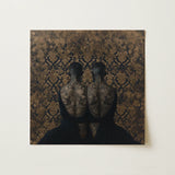 Ibeji - Black Gay Victorian Twins Art Print / Canvas Square Canvas Painting Two Dark Figures Intricate Gold Yoruba Ibeji Meeting, Victorian