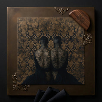 Ibeji - Black Gay Victorian Twins Art Print / Canvas Square Canvas Art Two Dark Silhouetted Figures Intricate Yoruba Ibeji Meeting,