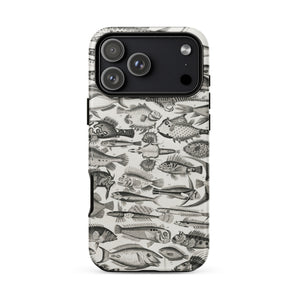 Ichthyology - Oliver Goldsmith Phone Case Iphone 17 Pro Max / Matte Iphone 13 Pro Max Case Fish Pattern Black Illustrated Marine Life,