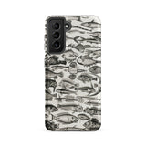 Ichthyology - Oliver Goldsmith Samsung Case, Galaxy S21 Fe / Matte, Smartphone Case Black White Fish Pattern