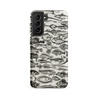 Ichthyology - Oliver Goldsmith Samsung Case, Galaxy S21 Fe / Matte, Smartphone Case Black White Fish Pattern