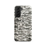 Ichthyology - Oliver Goldsmith Samsung Case, Galaxy S21 / Matte, Smartphone Case Black White Fish Pattern