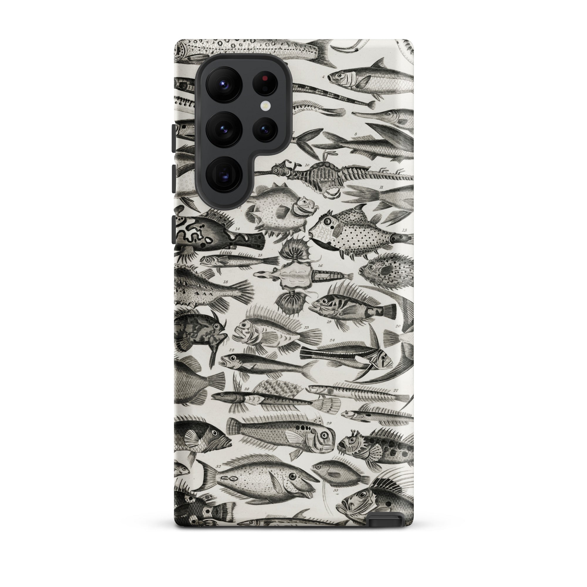 Ichthyology - Oliver Goldsmith Samsung Case, Galaxy S22 Ultra / Matte, Smartphone Case Black White Print Fish Species