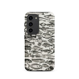 Ichthyology - Oliver Goldsmith Samsung Case, Galaxy S23 / Matte, Smartphone Case Black White Fish Pattern