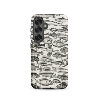 Ichthyology - Oliver Goldsmith Samsung Case, Galaxy S25 / Matte, White Phone Case Black Fish Pattern