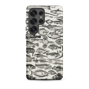 Ichthyology - Oliver Goldsmith Samsung Case, Galaxy S25 Ultra / Matte, Smartphone Case Intricate Black White Fish Illustration