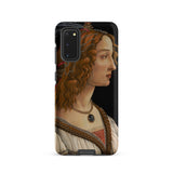 Idealized Portrait of a Lady - Sandro Botticelli Samsung Case, Galaxy S20 / Matte, Black Smartphone Case Classical Portrait Woman Red Hair