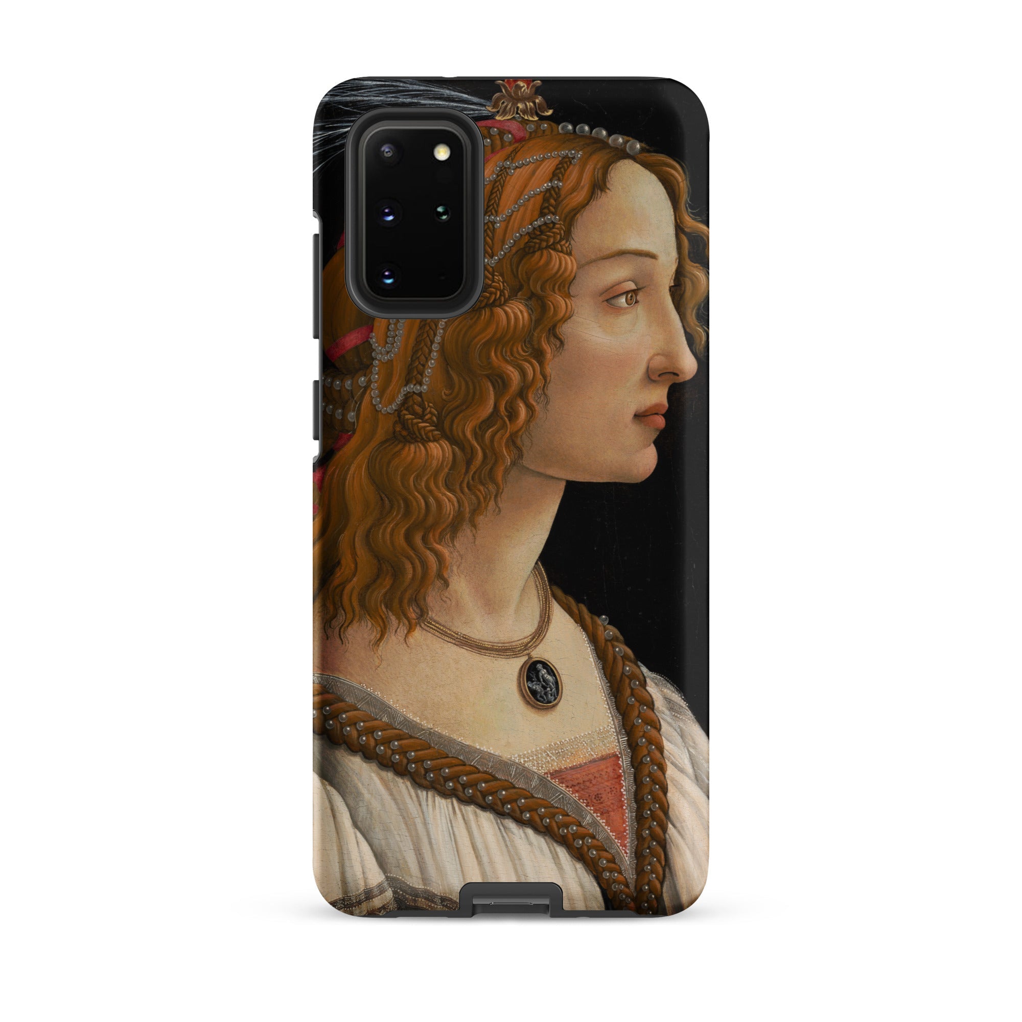 Idealized Portrait of a Lady Sandro Botticelli Samsung Case, Galaxy S20 Plus / Matte, Black Phone Case Renaissance Style Portrait Woman Red