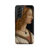 Idealized Portrait of a Lady - Sandro Botticelli Samsung Case, Galaxy S21 Fe / Matte, Black Phone Case Renaissance Portrait Woman Profile