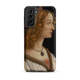Idealized Portrait of a Lady - Sandro Botticelli Samsung Case, Galaxy S21 Plus / Matte, Black Smartphone Case Classical Portrait Painting