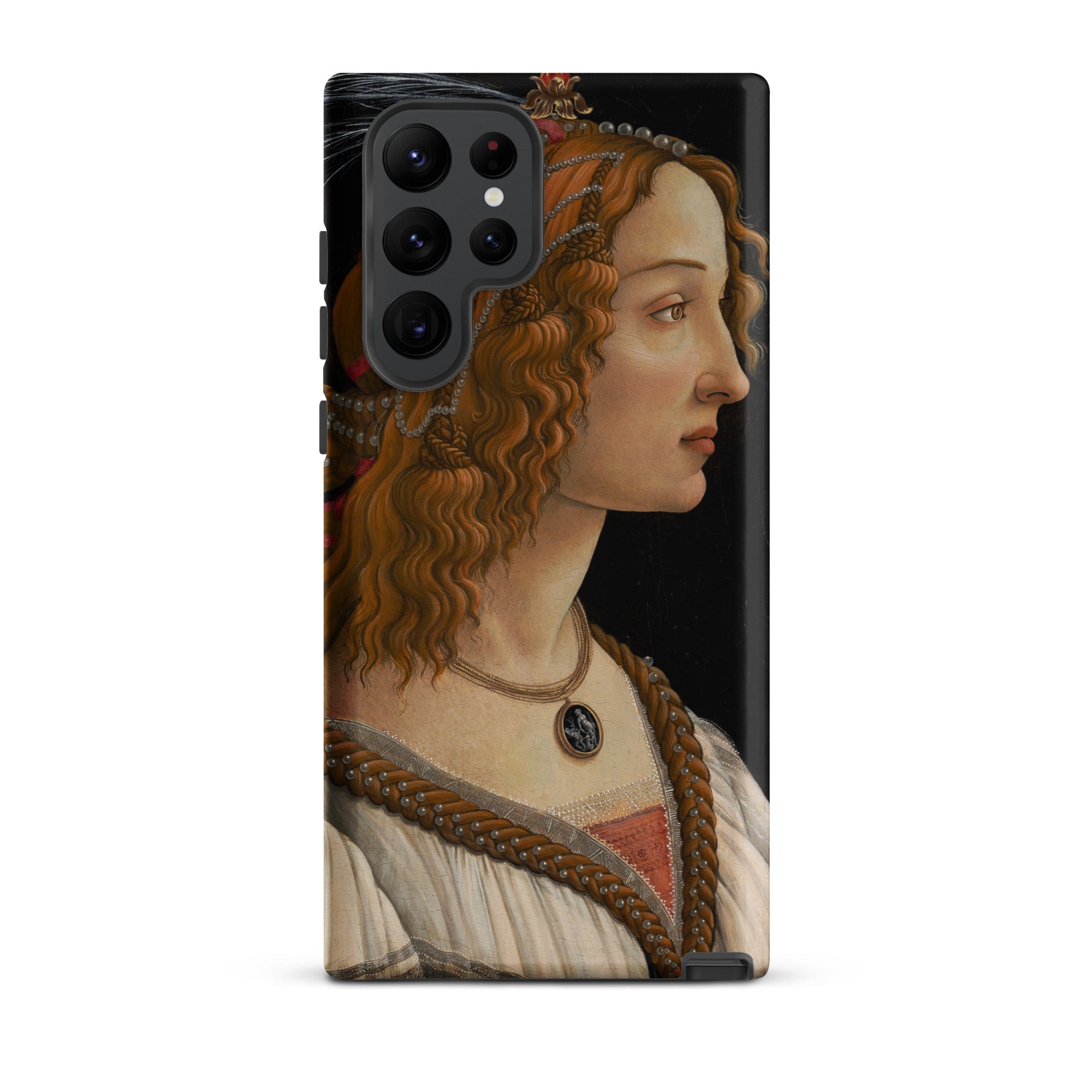 Idealized Portrait of a Lady Sandro Botticelli Samsung Case, Galaxy S22 Ultra / Matte, Black Smartphone Case Renaissance Style Portrait