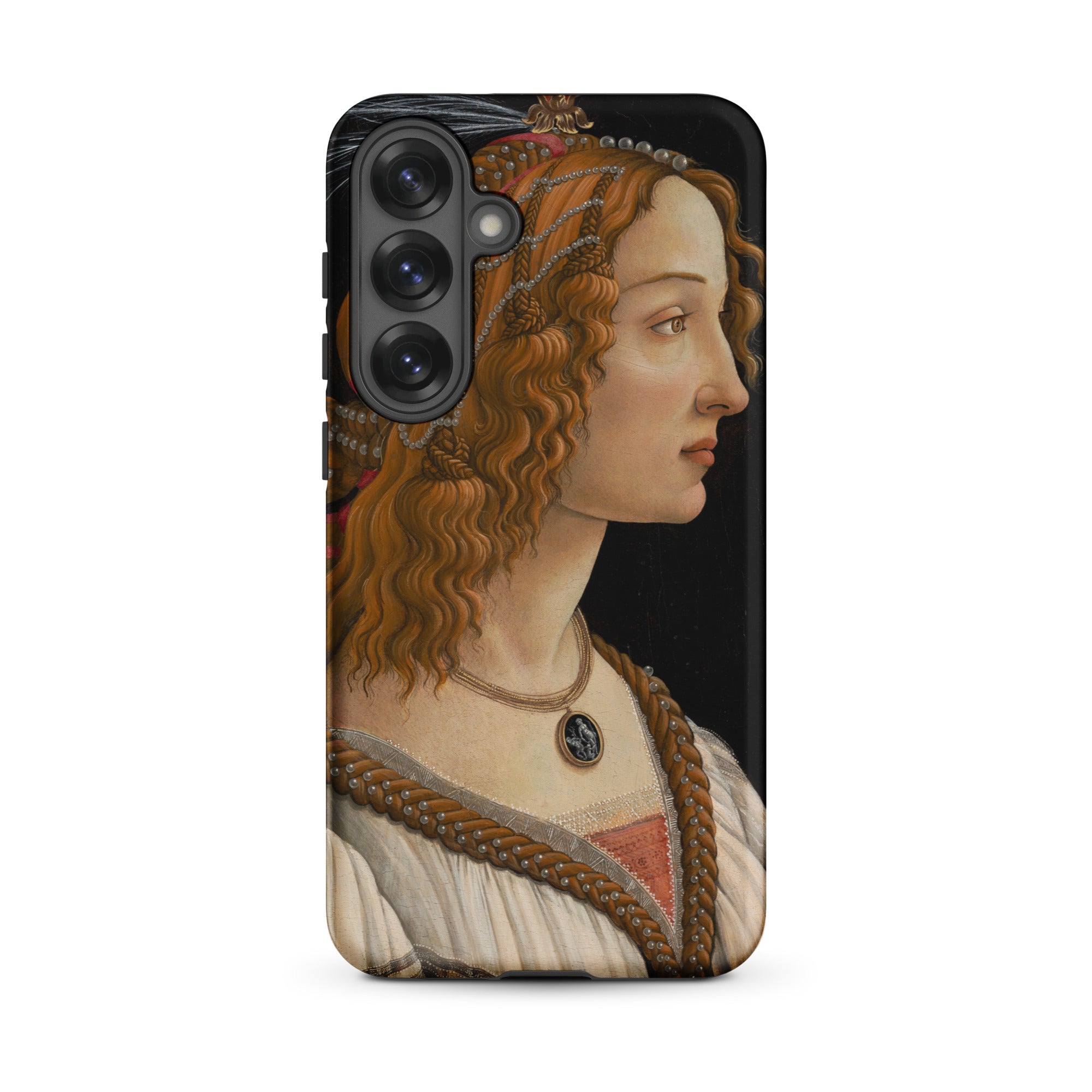 Idealized Portrait of a Lady Sandro Botticelli Samsung Case, Galaxy S25 Plus / Matte, Black Smartphone Case Classical Portrait Woman Red