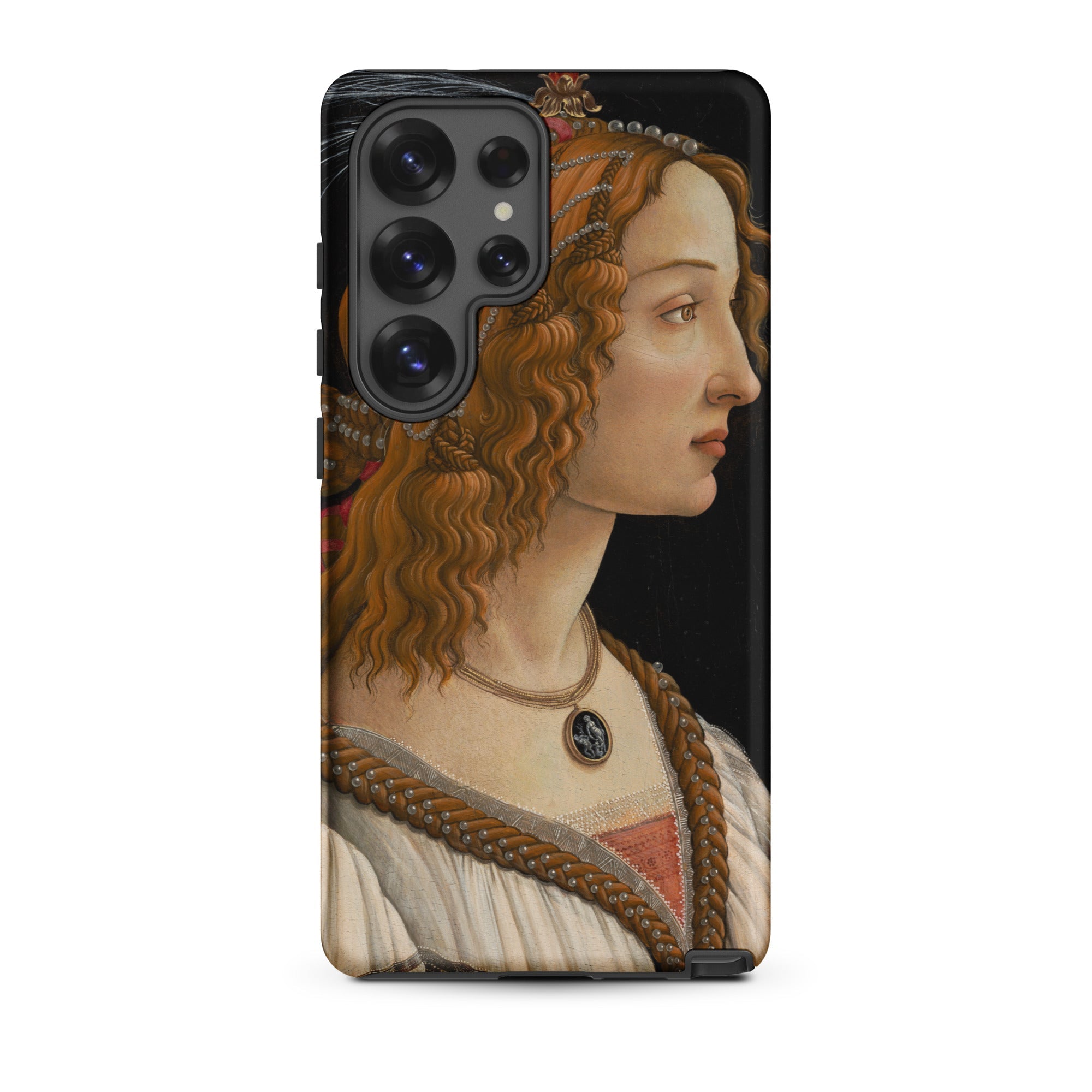 Idealized Portrait of a Lady Sandro Botticelli Samsung Case, Galaxy S25 Ultra / Matte, Black Phone Case Renaissance Portrait Woman Long Wavy